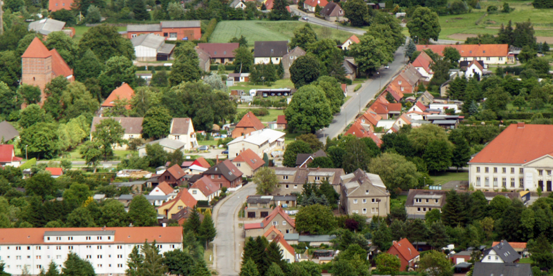 Luftbild des Ortes Mestlin